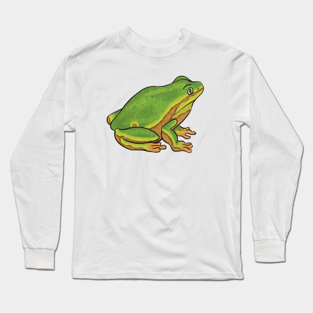 Green Tree Frog Long Sleeve T-Shirt by danyellysdoodles